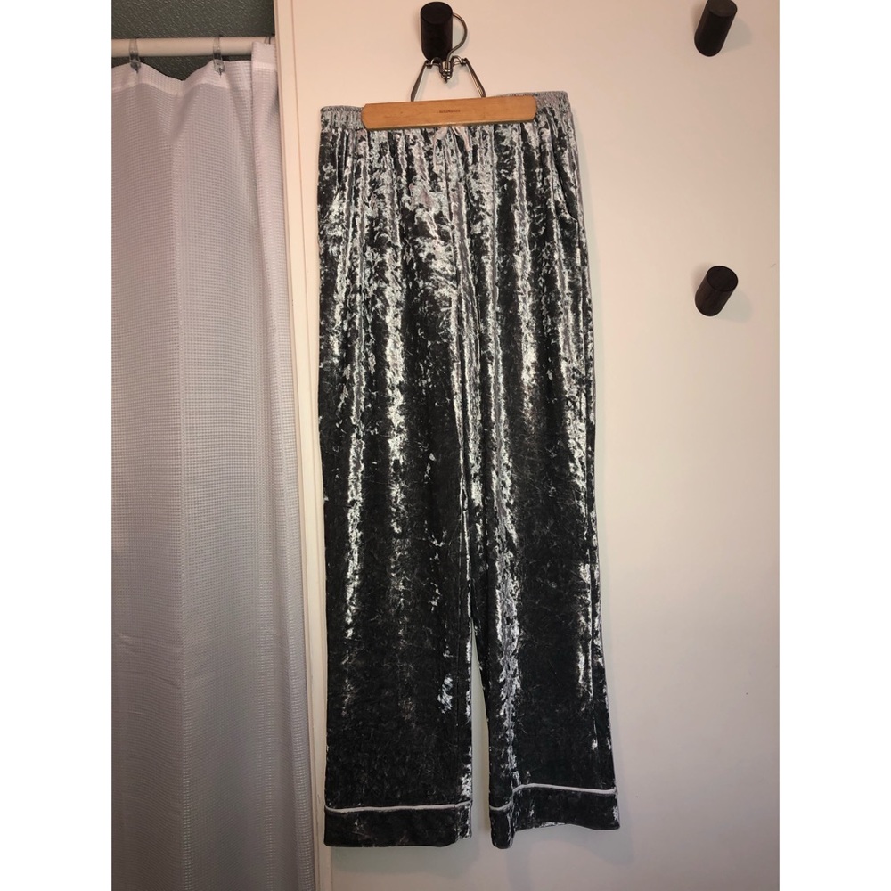 Silver crushed velvet lounge pants